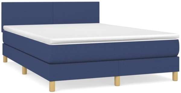 vidaXL Boxspringbett mit Matratze Blau 140x200 cm Stoff 3140463