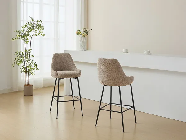 Vente-unique - TOYBA Barhocker Stoff Schokoladenbraun - B 58 cm x H 97 cm x L 52 cm