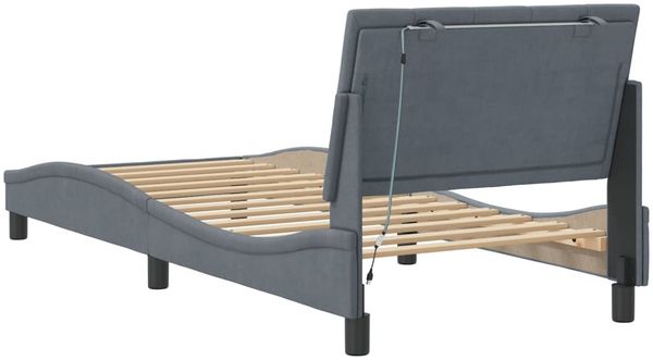 vidaXL Bettgestell mit LED ohne Matratze "Hanko" Dunkelgrau 90x200 cm Samt 3213758 Bild 8