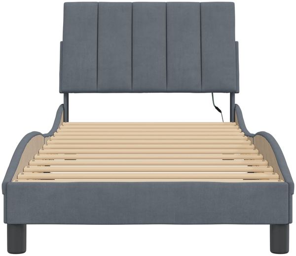 vidaXL Bettgestell mit LED ohne Matratze "Hanko" Dunkelgrau 90x200 cm Samt 3213758 Bild 6