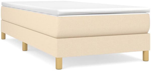 vidaXL Polsterbett, Stoff, 25,0 cm, Creme, 100x200 cm, mit Lattenrost, Natur Bild 2
