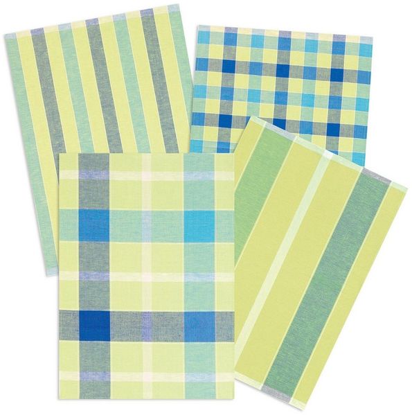 Kracht Geschirrtuch Streifen Karo, (Set, 4-tlg, 4-teilig), 4er Pack Geschirrtücher (4 Stück), ca. 50 x 70 cm, Halbleinen