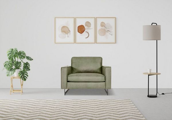 Home affaire Loveseat Pinto 105 cm, Cord, Chenille, Lederoptik, mit Keder, Metallfüßen und auch in Cord Bezug erhältlich