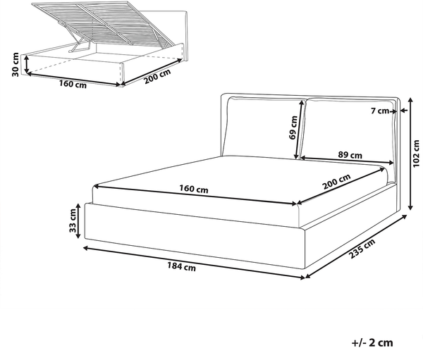 Bett mit Stauraum BAJONNA Stoff Dunkelgrün 160 x 200 cm Bild 2