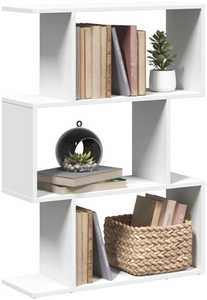 vidaXL Raumteiler Bücherregal 3-stufig Weiß 70x24x97 cm Holzwerkstoff 858111