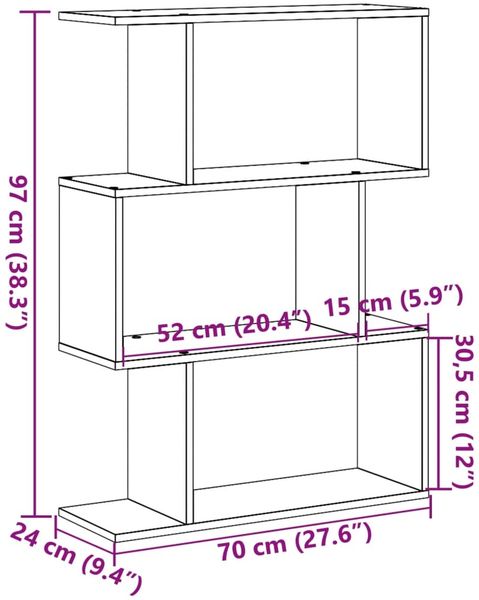 vidaXL Raumteiler Bücherregal 3-stufig Weiß 70x24x97 cm Holzwerkstoff 858111 Bild 11