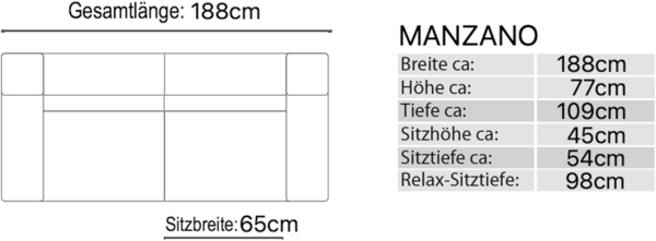 Sofanella Zweisitzer MANZANO Stoffsofa Couchgarnitur Sofa in Rot Bild 10