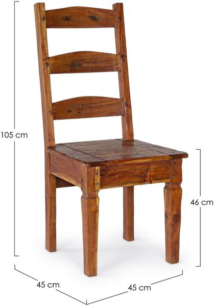 Stuhl Teuca aus Akazienholz, klassisches Design, braun, lackiert, für Dein Zuhause Bild 4