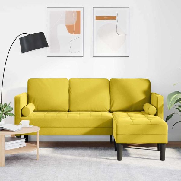 Sofa Set, Wohnzimmer Couch mit Kissen Gelb Polyester