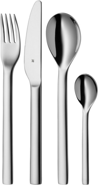 WMF 'Nuova' Besteck Set für 1 Person 4-teilig, Monobloc-Messer, Cromargan Edelstahl poliert, spülmaschinengeeignet