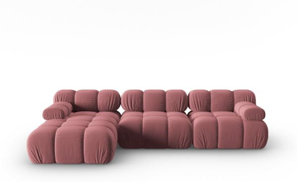 Micadoni Modulares Ecksofa Bellis 4-Sitzer Links Samtstoff Riviera Rosa