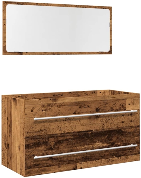 vidaXL 2-tlg. Badmöbel-Set Altholz-Optik Holzwerkstoff 856388