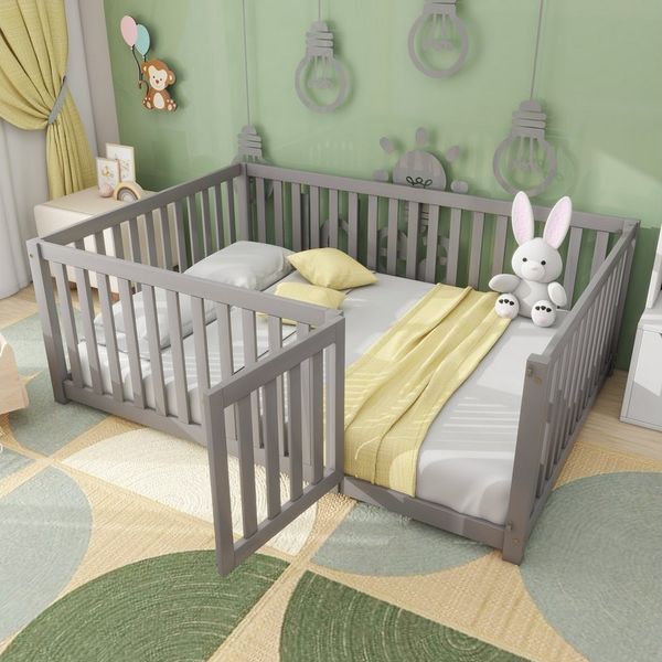 STILVORA Kinderbett 140x200 Babybett mit Matratze,Bettgestell mit Zaun und Tür, Mit Matratze