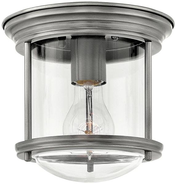 Elstead Hadrian 1 Light Deckenleuchte Klarglas Nickel antik IP44