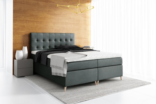 99rooms Sorento Boxspringbett Strukturstoff 120x200 cm Dunkelgrau