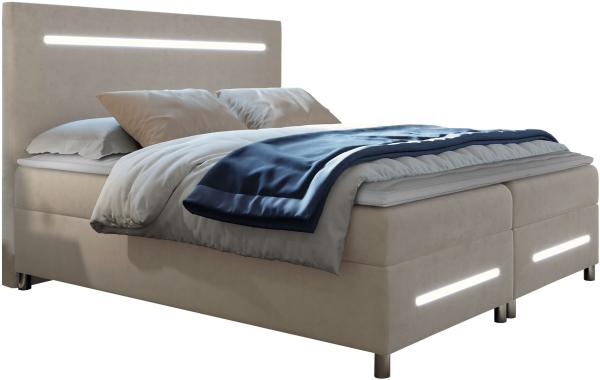 Boxspringbett Saziro LED, Natur, 160 x 200 cm