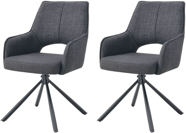 Drehstuhl 2er Set Tokio Stühle in Anthrazit - gemütliches Design - B/H/T: 57x91x64 cm
