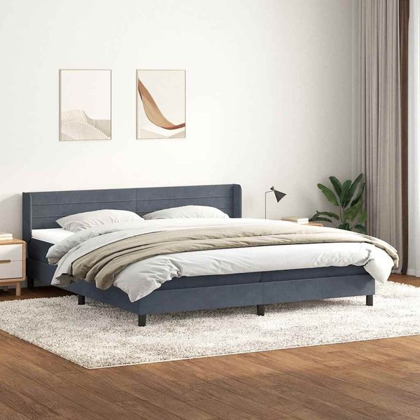 vidaXL Boxspringbett mit Matratze Dunkelgrau 180x220 cm Samt 3318250