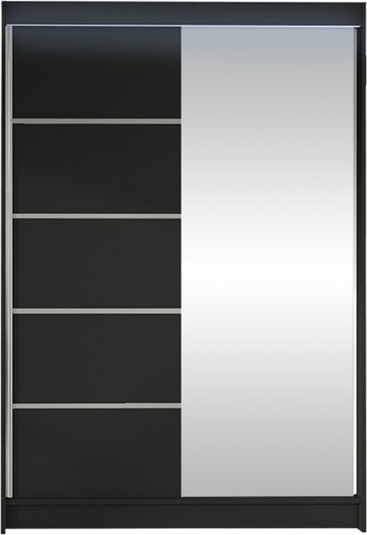 Kleiderschrank Lino III, mit RGB LED Beleuchtung, Farbe: Schwarz