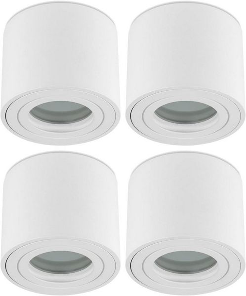 Sweet LED Aufbauleuchte 4er Set für Bad & Küche IP44 schwenkbar Aluminium 230V flach, ohne Leuchtmittel, Aufbaustrahler LED, Aufbauspot, Deckenstrahler