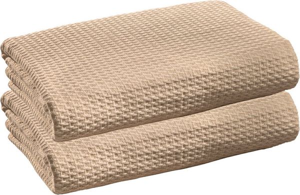 Erwin Müller 'Siena' Wohndecke, Baumwolle Uni, Beige, Sommerdecke 2er - 100x150 cm