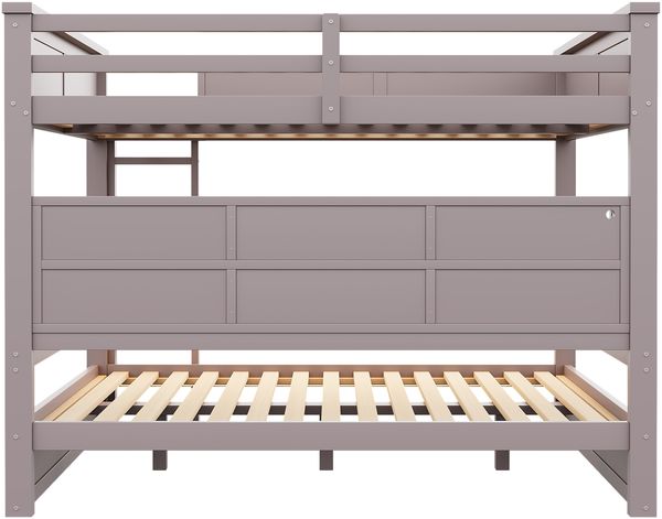 160x200 Etagenbett mit Stauraumschränken und LED-Licht, Braun Bild 10