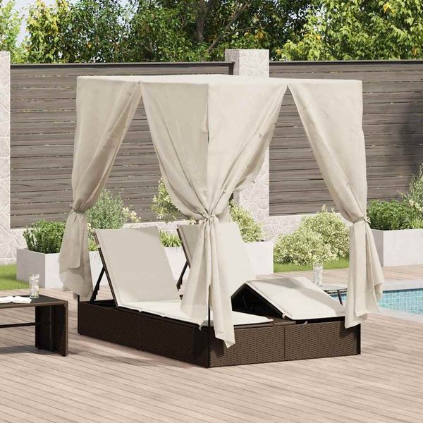 vidaXL Doppelte Sonnenliege Warmes Weiß 205 x 129 x 200 cm Poly-Rattan 3376128