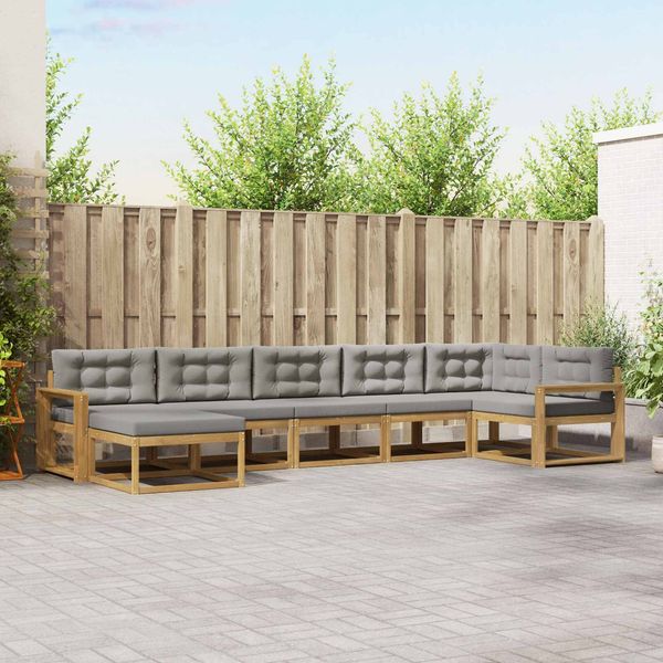 vidaXL Outdoor-Sofagarnitur mit Kissen 7 pcs Weiß und Hellgrau 3386765