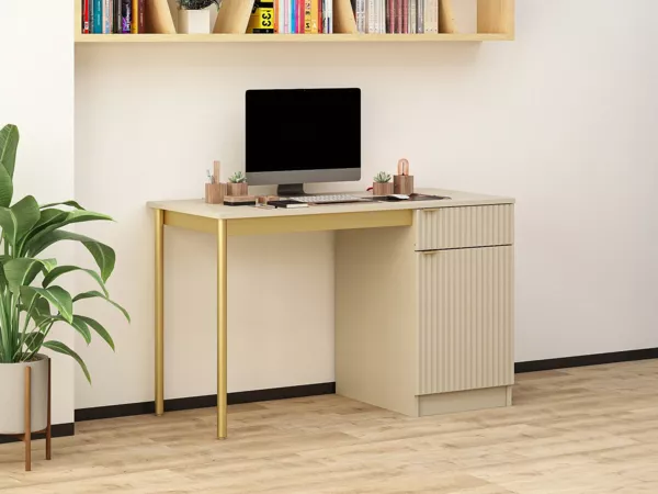 Vente-unique - MILIAKI Büromöbel Holz, Platte Beige - B 55 cm x H 75 cm x L 120 cm