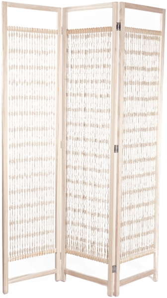 Raumteiler Cosmo 3-tlg. 166x121 cm, Holz, festes Garn geknüpft natur
