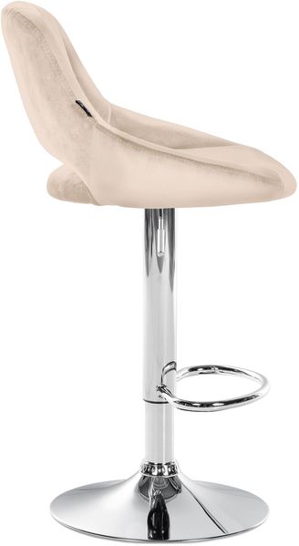CLP 2er Set Barhocker Milet Samtbezug höhenverstellbar drehbar mit Rückenlehnen,creme Metall in Chromoptik Bild 5
