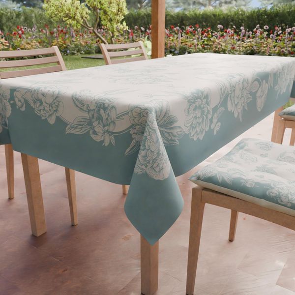 Petti Artigiani Italiani - Fleckabweisende Tischdecke, rechteckig, für Küche, Design Pfingstrosen, Tiffany, X18 Plätze (140x360 cm)
