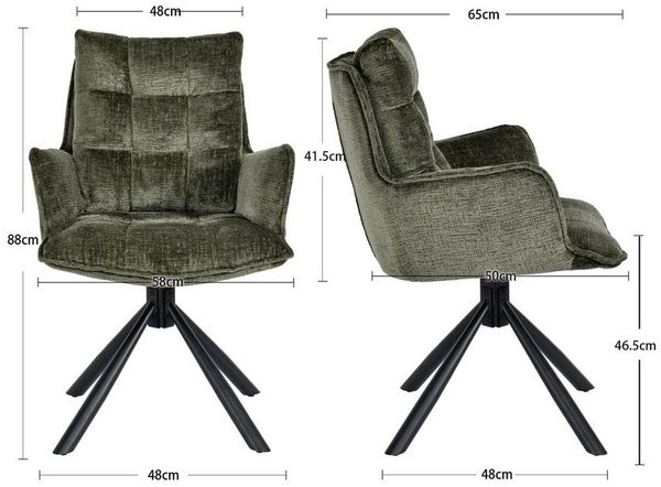 Duhome Esszimmerstuhl (8610A), 360° drehbar, Automatische Rückstellfunktion, Chenille-Stoff
