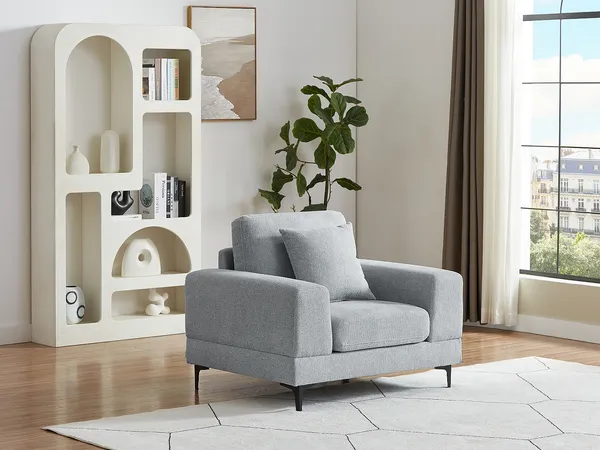 Vente-unique - JAMOLO Sessel Stoff Grau - B 89 cm x H 82 cm x L 107 cm