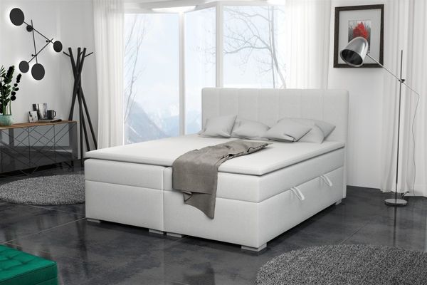 Boxspringbett Schlafzimmerbett LAURIN 160x200cm Kunstleder Soft Weiss