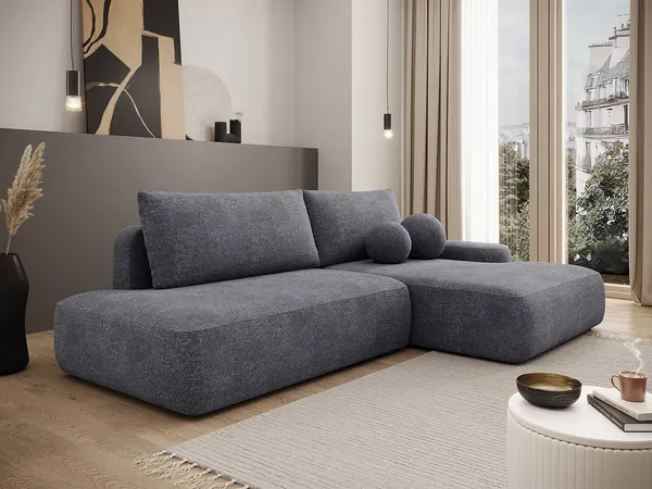 Vente-unique - DAVISO Sofa Stoff Grau - B 164 cm x H 87 cm x L 276 cm