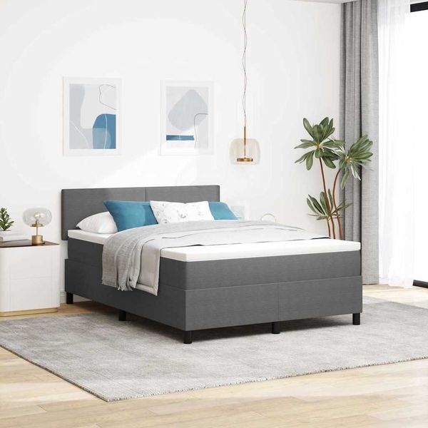 vidaXL LED Boxspringbett Hellgrau und Weiß 140 x 200 cm Cordstoff 3337603