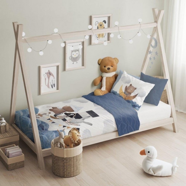 texpot Bettwäsche Kinderbettwäsche Schiff leuchtet nachts bedruckt Garnitur, Baumwolle, 2 teilig