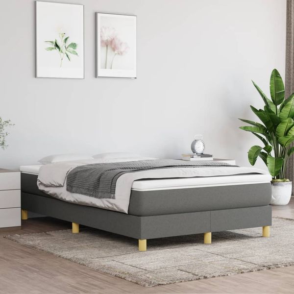 vidaXL Boxspringbett mit Matratze Dunkelgrau 120x200 cm Stoff, Härtegrad: H2 [3144160]