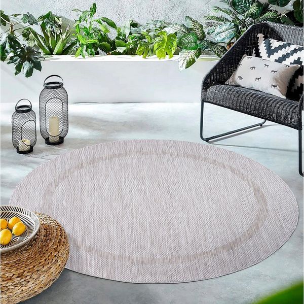 Carpettex Outdoorteppich Unicolor - Einfarbig, Rund, Höhe: 5 mm, Rund Outdoor Teppich Wetterfest Balkon Küchenteppich Flachgewebe