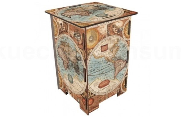 Werkhaus Photohocker 240 Alte Weltkarte Hocker, Holz, bunt, 29. 5x29. 5x43 cm