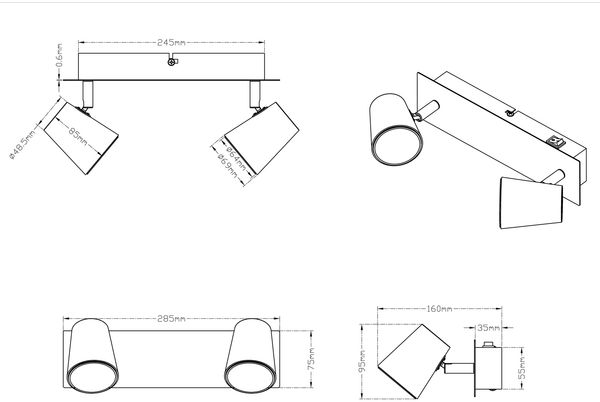 Trio Narcos A+ Deckenstrahler, LED, 2x6W, 2x550lm, weiß matt (873170231) Bild 6