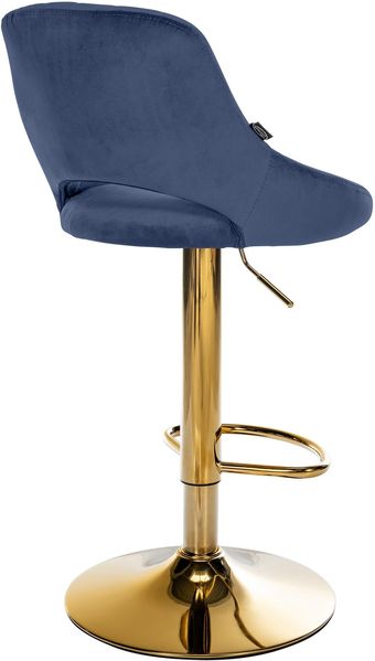 CLP 2er Set Barhocker Milet Samtbezug höhenverstellbar drehbar mit Rückenlehnen,blau Metall gold Bild 6