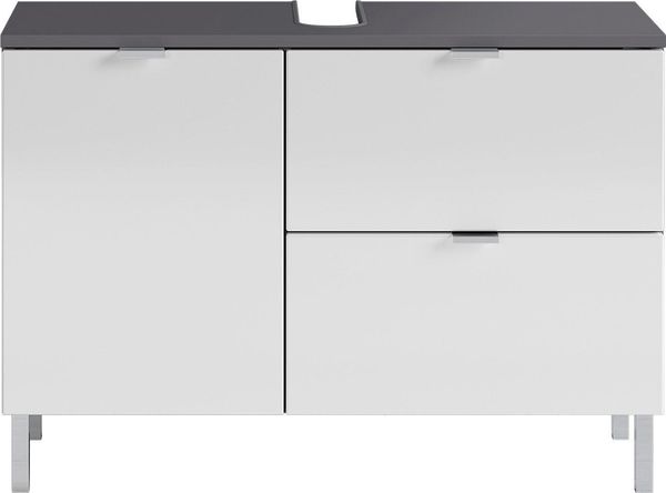 Germania WB-Unterschrank 8530-569 GW-MAURESA, in graphit/weiß, Frotnen in Hochglanz, ein Schubkasten, Oberboden mit Aussparung für Siphon, 80 x 56 x 34 cm (BxHxT)