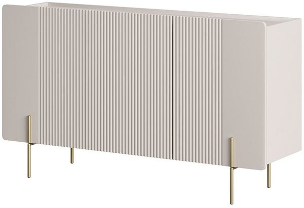 Lomadox Kommode MEAFORD-141, Kaschmir, Rillenfront, griffloses Design, 150 cm breit, 3-türig