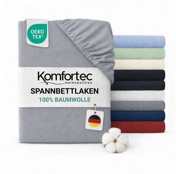Komfortec Spannbettlaken Jersey Spannbettuch, 90x200, 140x200, 160x200, 180x200 oder 200x200 cm, 100% Baumwolle (135 g/m), Gummizug: Rundum, (1 Stück), OEKO-TEX® Standard 100 Zertifisiert, für Matratzen bis 25 cm Höhe Bild 5