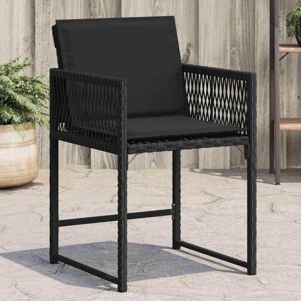 vidaXL Gartenstühle mit Kissen 4 Stk. Schwarz Poly Rattan 365018