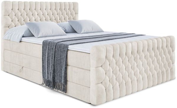 ALTDECOR Boxspringbett SERENE-Z KING (Multipocket-Matratze H4, H3 Matratze Bonellfederung, Topper, Kopfteil), Doppelbett mit Fußteil