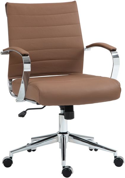 Bürostuhl Ergonomisch EVOK Schreibtischstuhl Echtleder Höhenverstellbarer Drehstuhl, Arbeitsstuhl mit Armlehne Chefsessel, Computerstuhl 130 kg Hellbraun