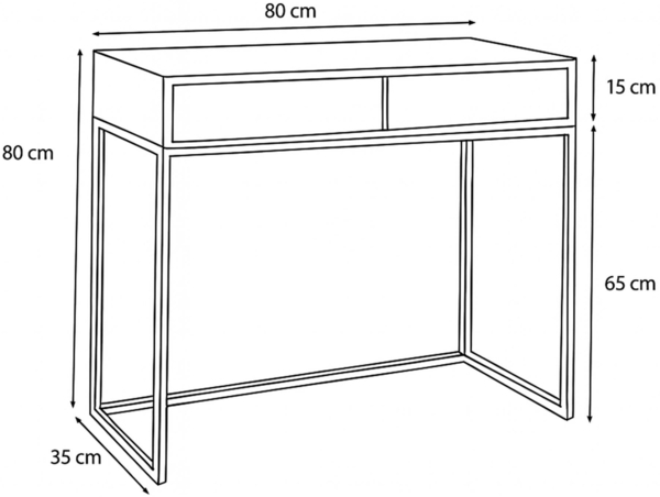 AX LIVING Schminktisch Schwarz Lortie 80 Schubladen Schwarzes Gestell Bild 3